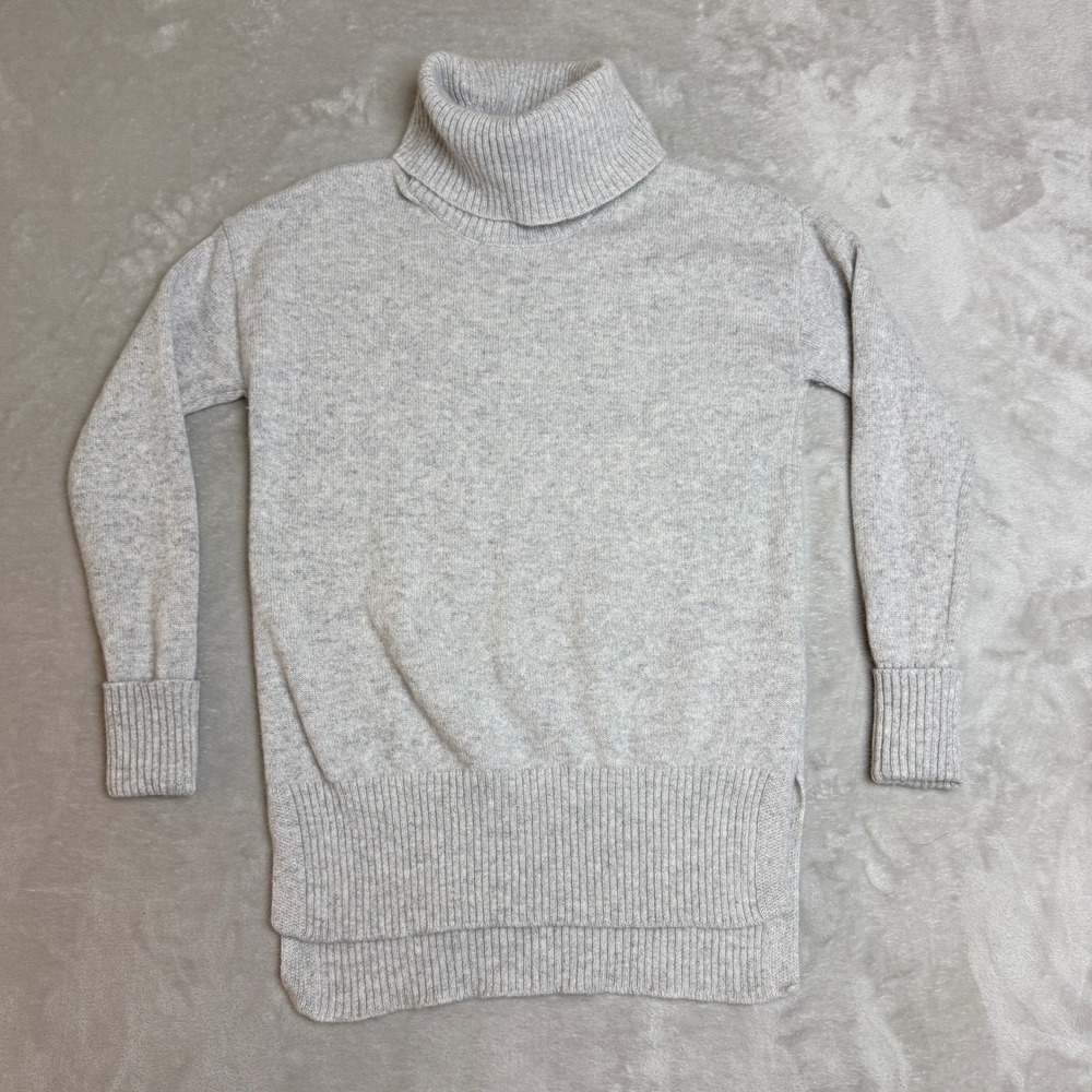 Rachel Zoe 100% Cashmere Turtleneck Sweater Womens Medium Gray Ribbed Chic Cozy